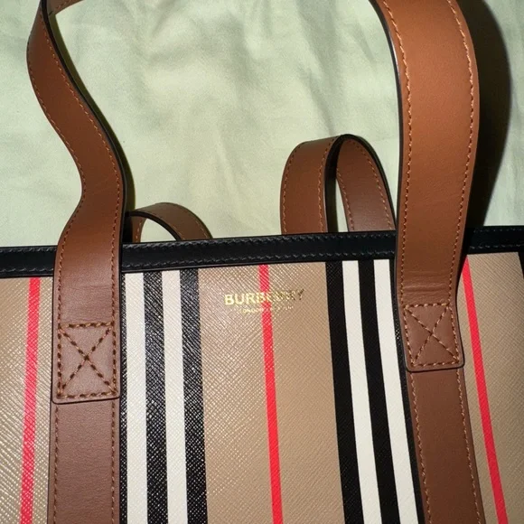 Burberry Striped Tan and Brown Bag